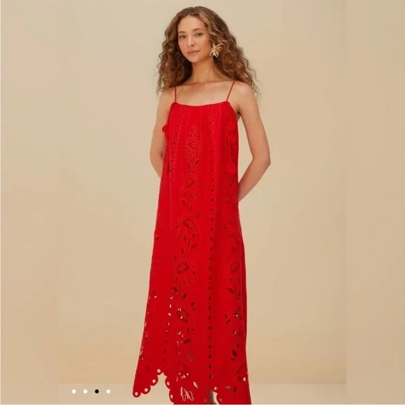 FARM Rio Red Flowers Richelieu Lenzing™ Ecovero™ Euroflax™ Maxi Sundress Dress - Picture 3 of 4